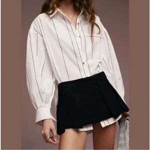 NWT Free People Heartbreaker Pleated Skort Mini Black Cotton Feminine Chic Fun